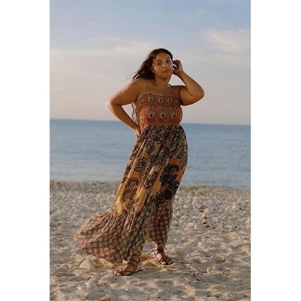 Anthropologie Jamila Smocked Maxi Dress Floral Mixed Print Medium